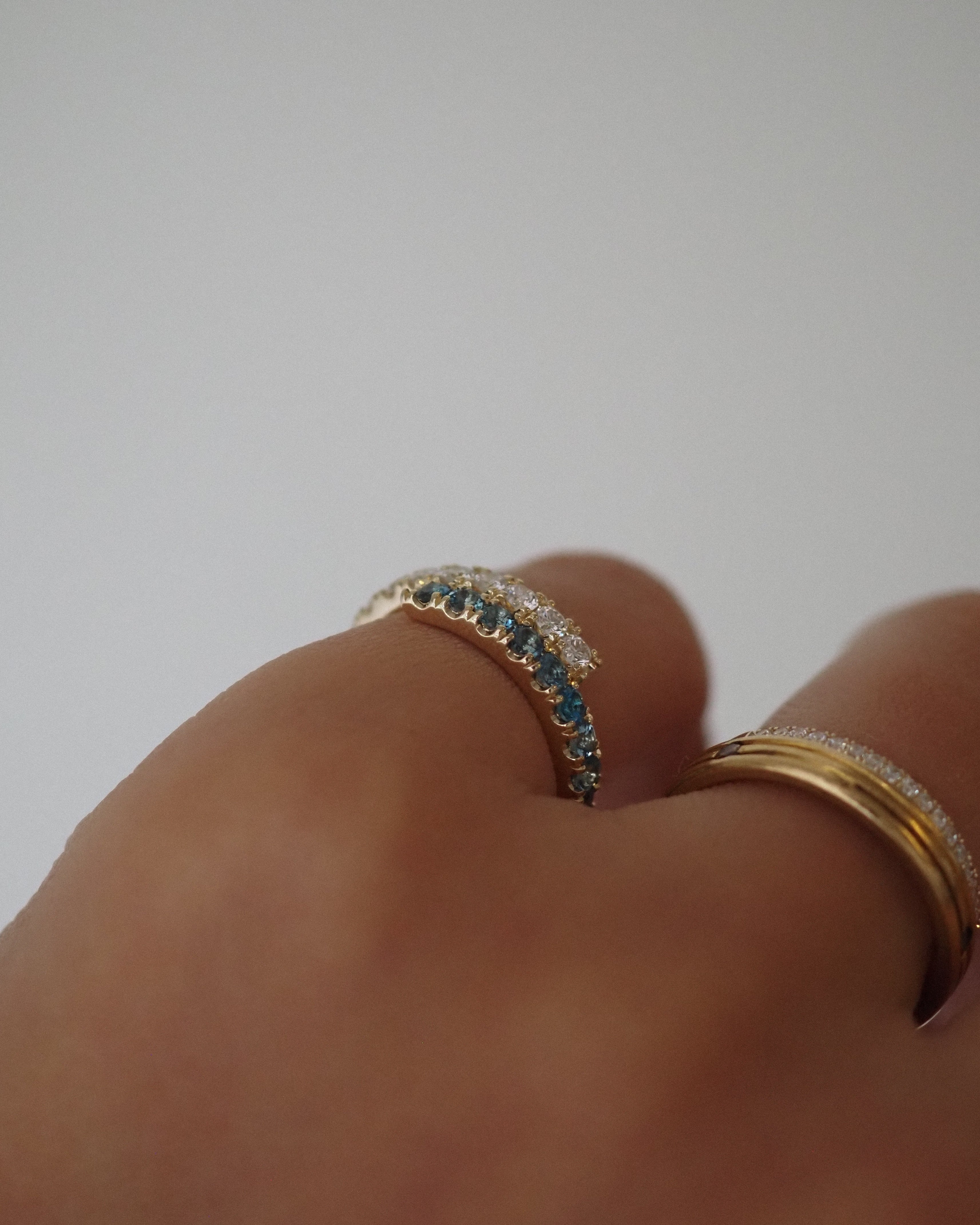 ZAIDA PINKY RING - DIAMONDS AND BLUE TOPAZ