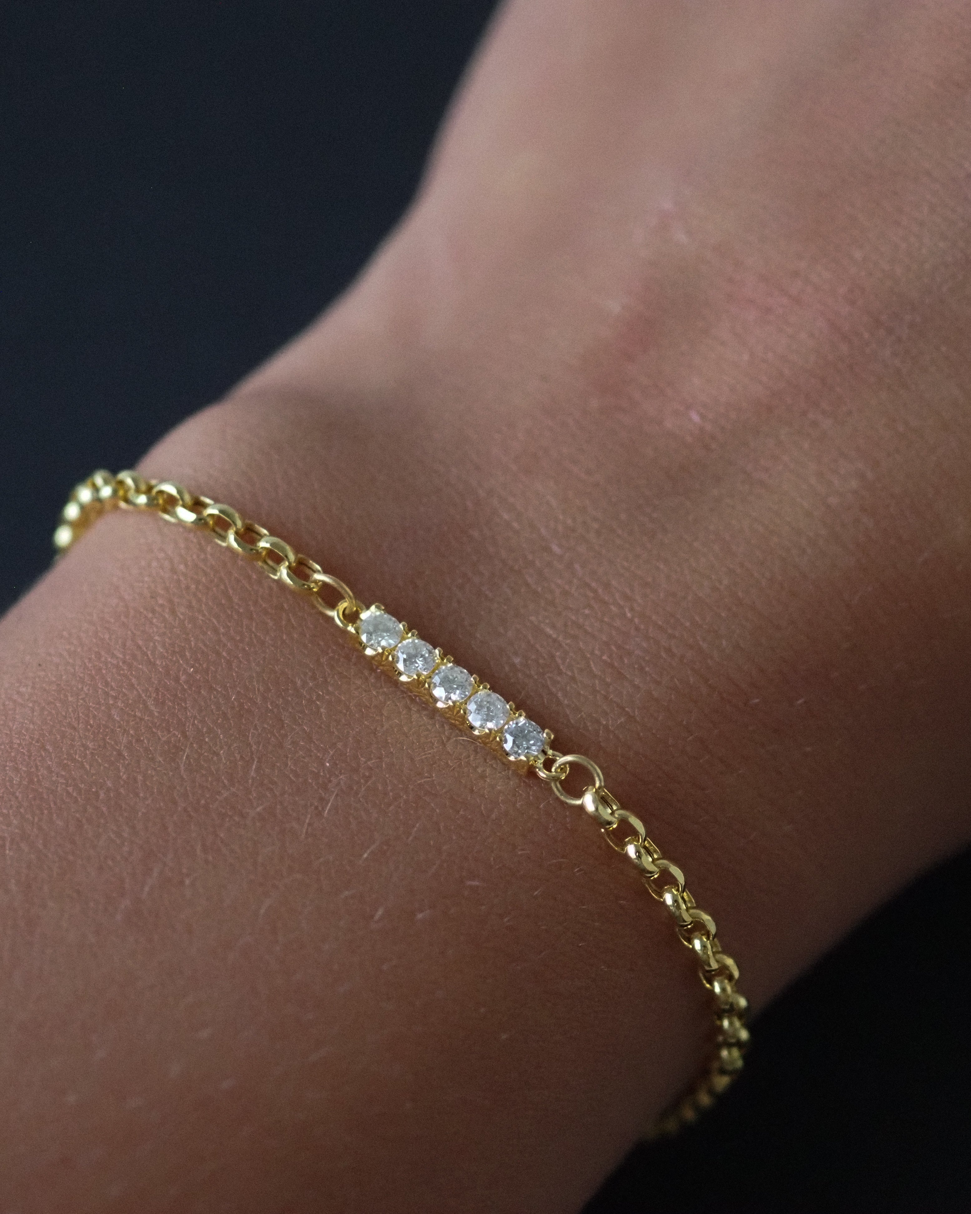 FRENCH BAR BRACELET - 5 DIAMONDS