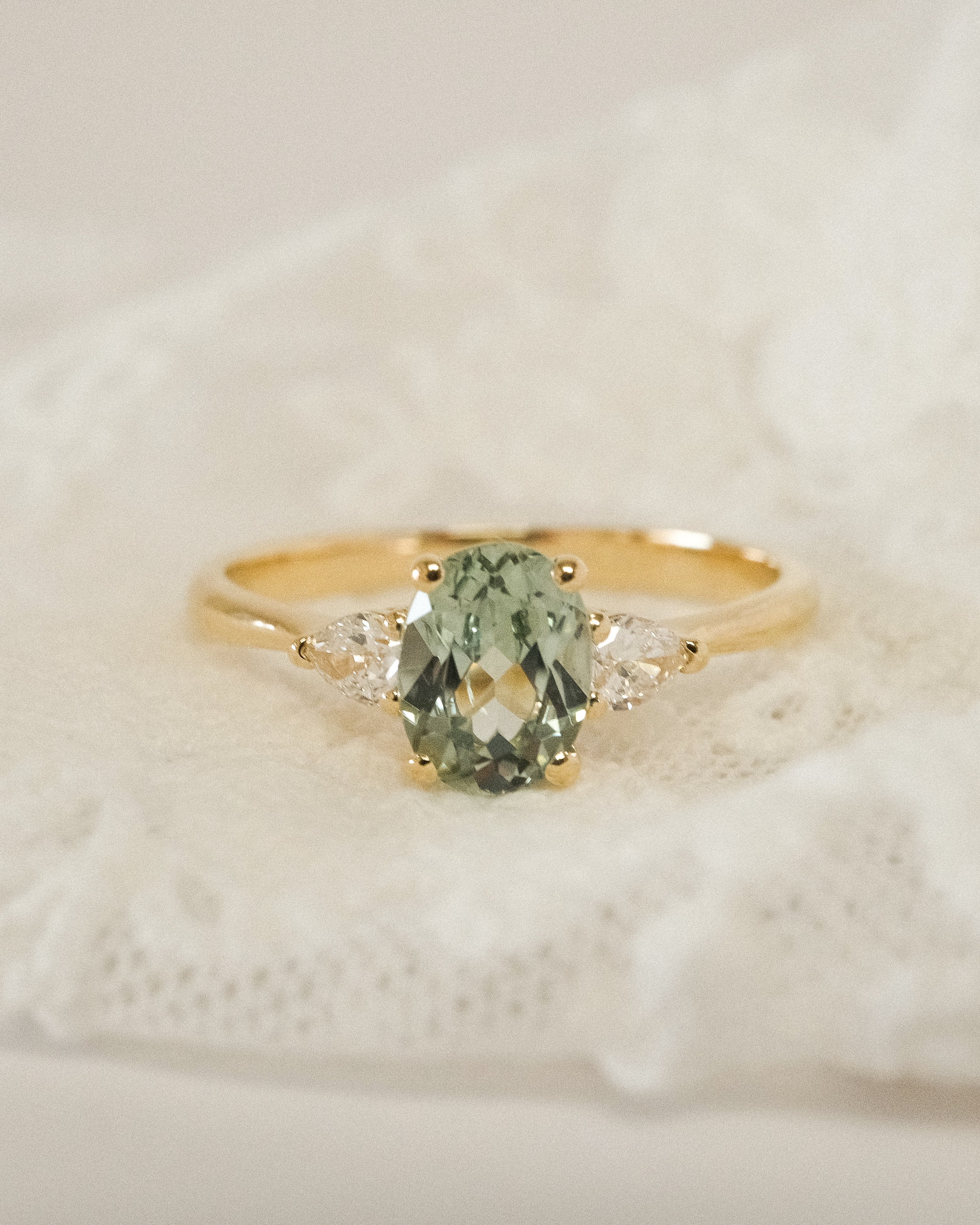 CRISTINE RING - 1.60ct OVAL GREEN SAPPHIRE