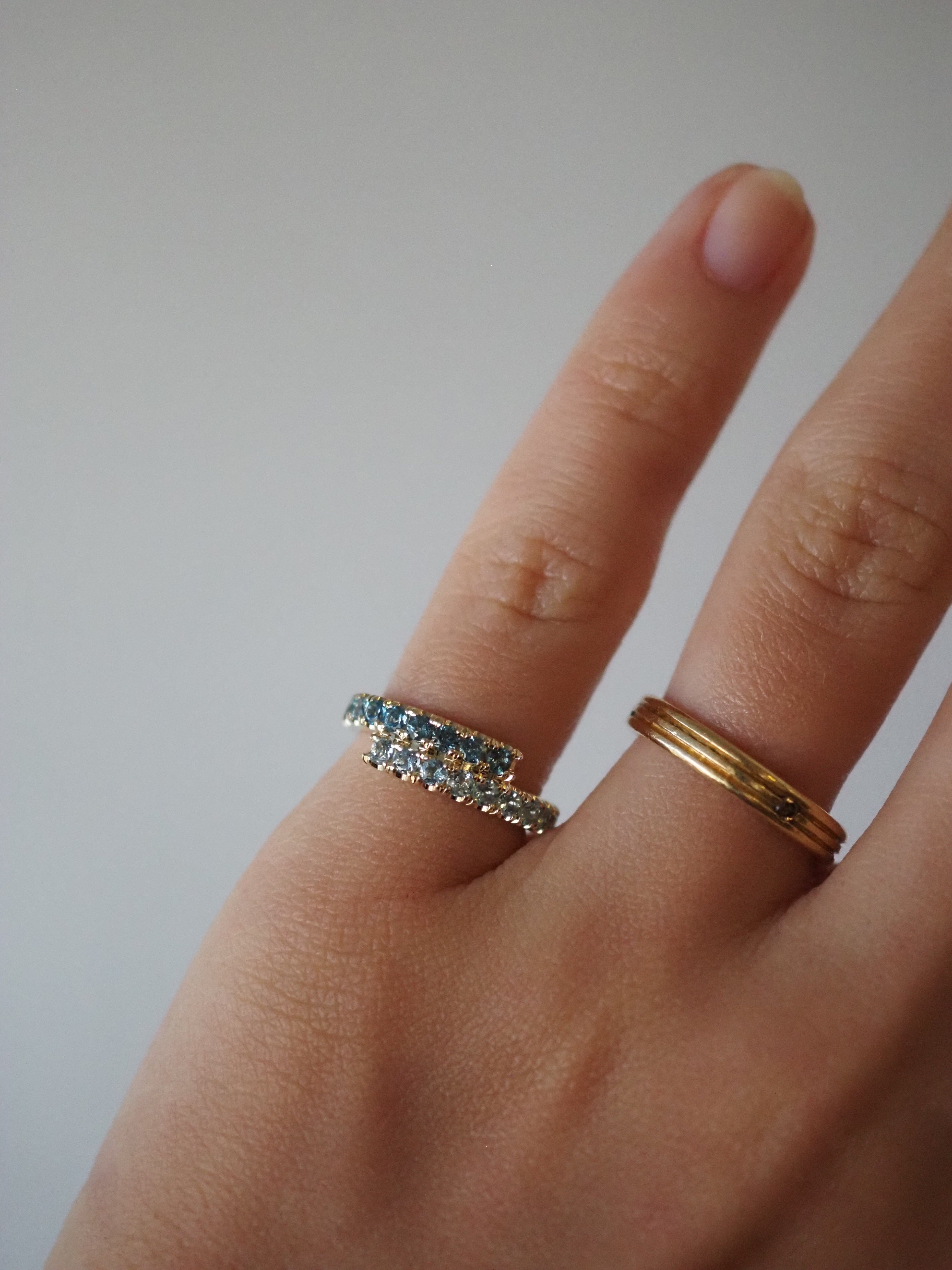 ZAIDA PINKY RING - AQUAMARINES AND BLUE TOPAZ
