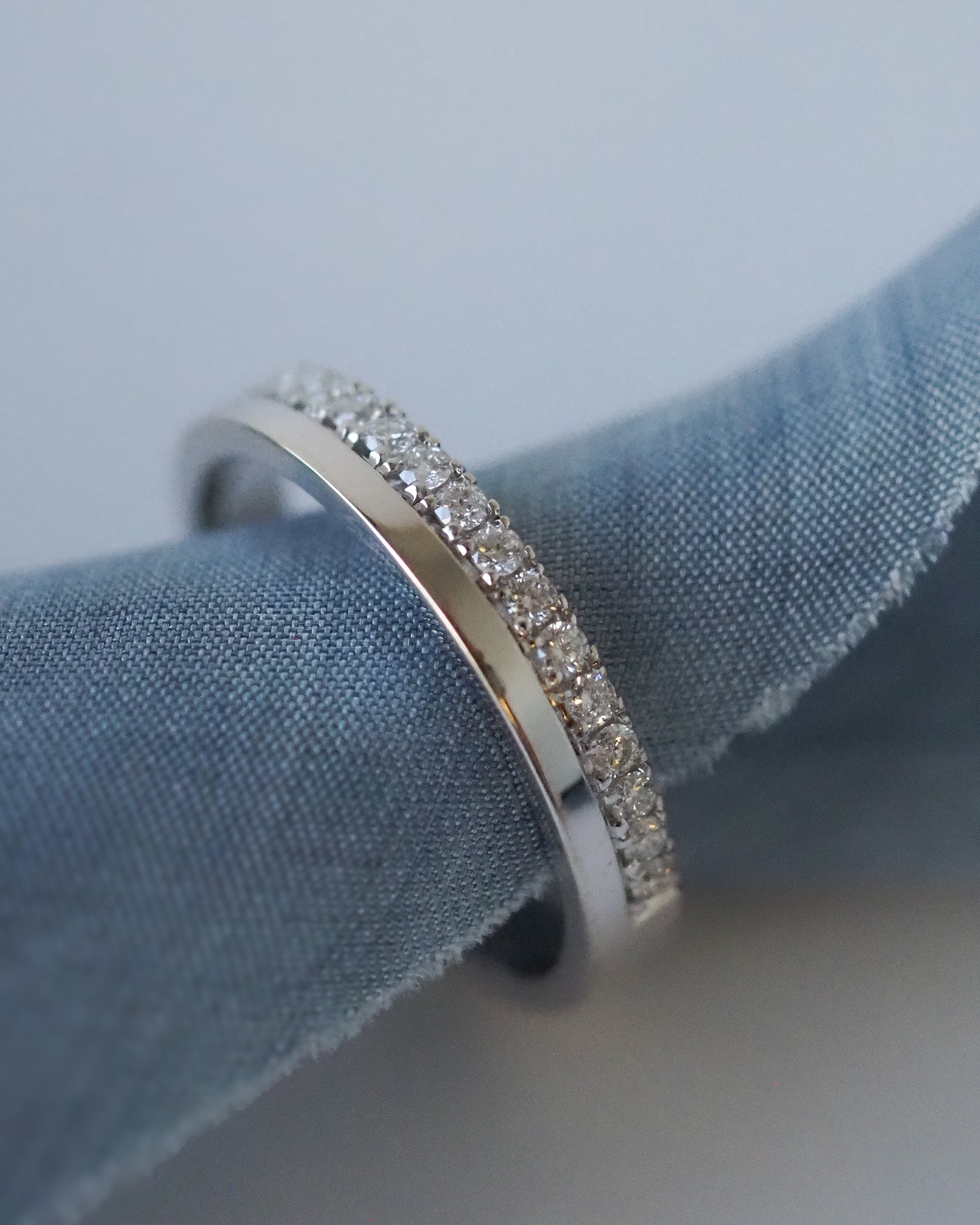 HALF AND HALF RING - WHITE GOLD