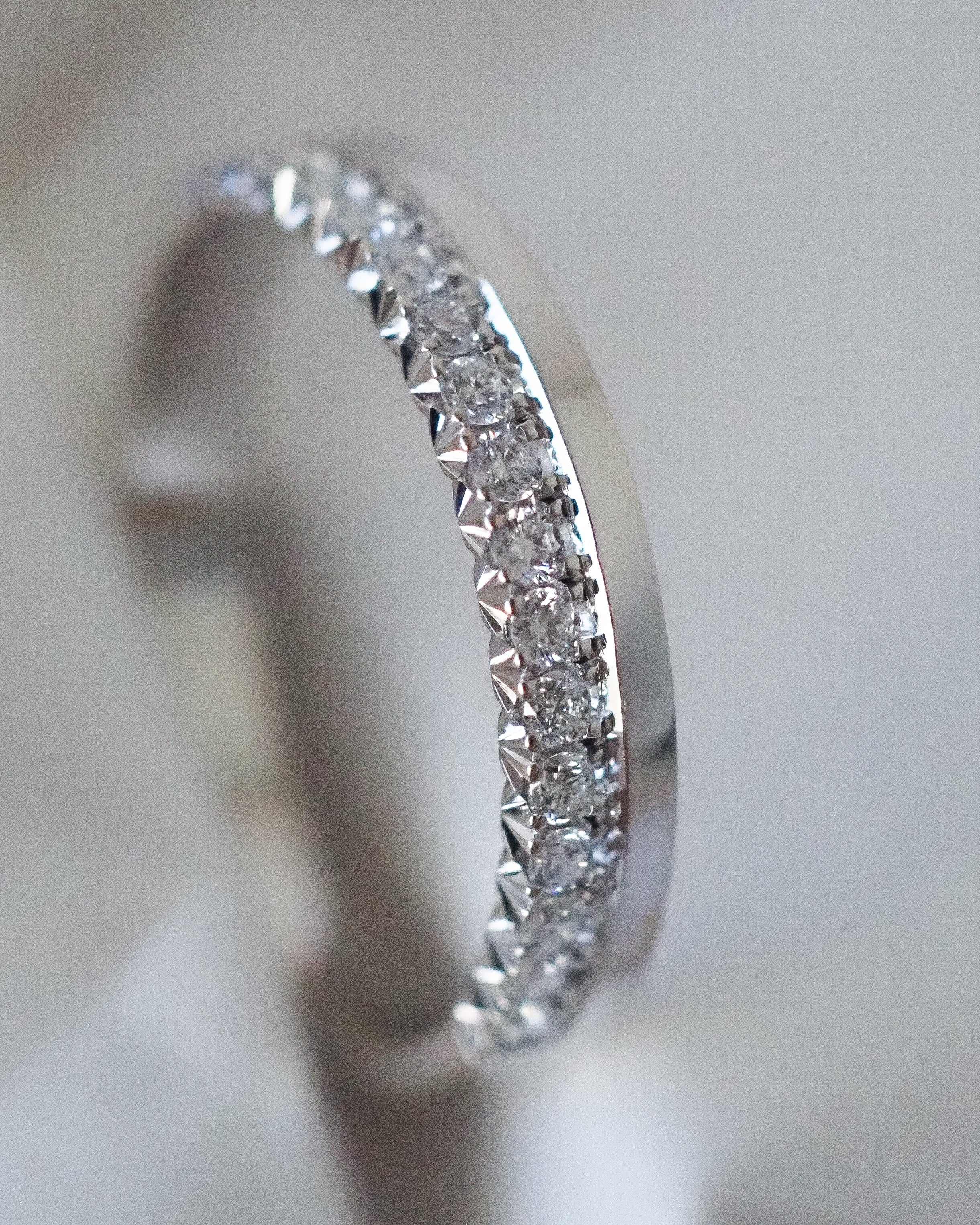 HALF AND HALF RING - WHITE GOLD