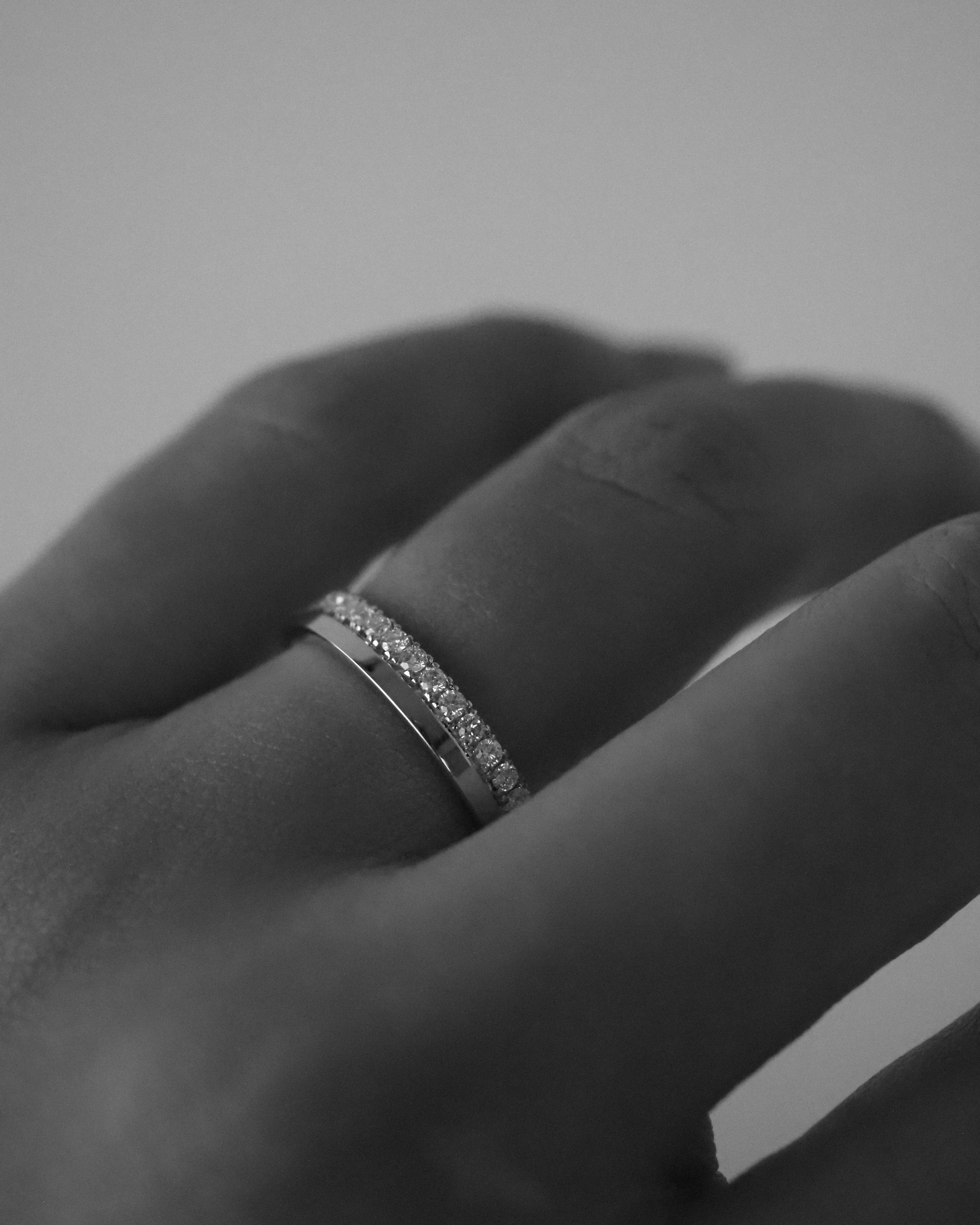 HALF AND HALF RING - WHITE GOLD