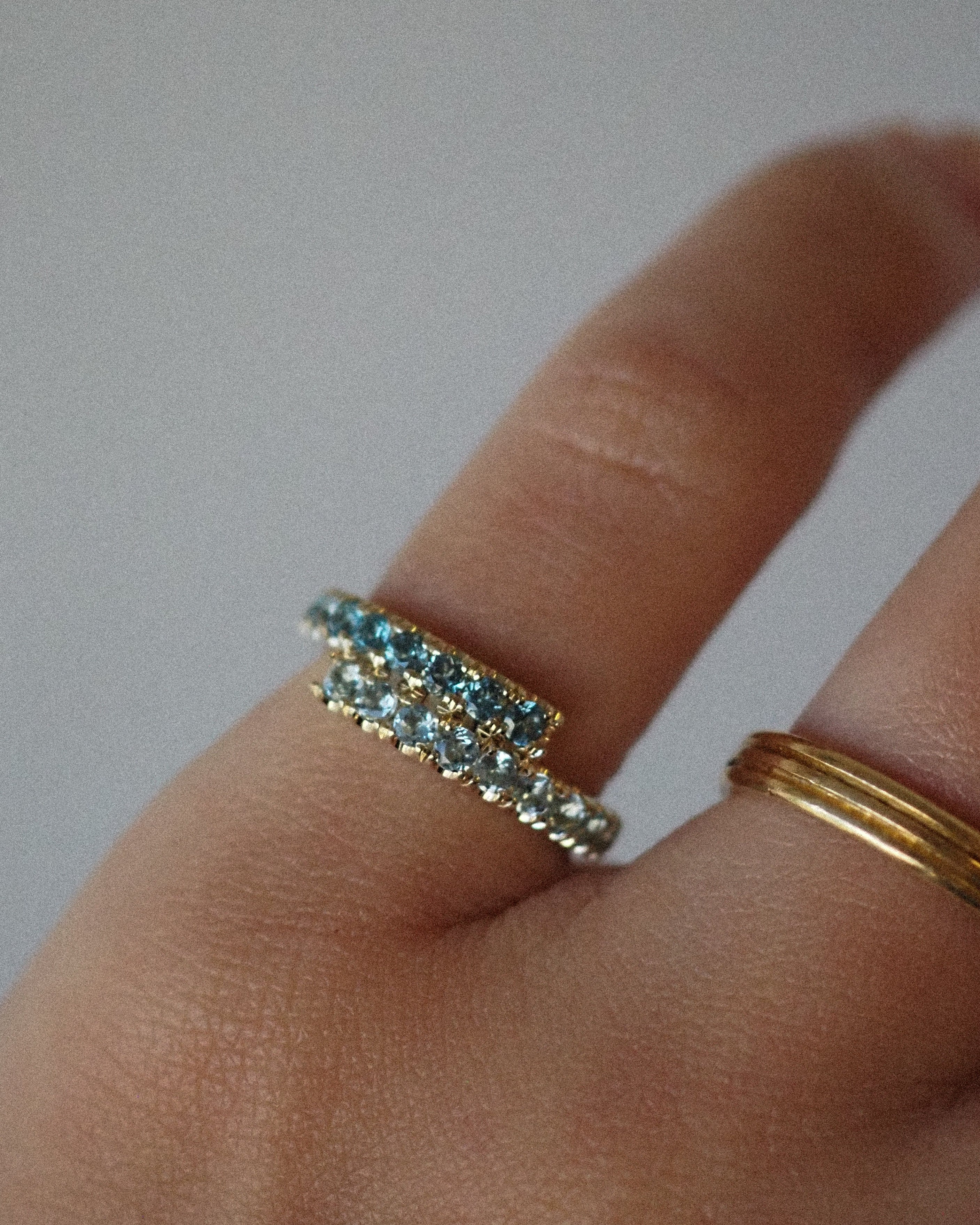 ZAIDA PINKY RING - AQUAMARINES AND BLUE TOPAZ