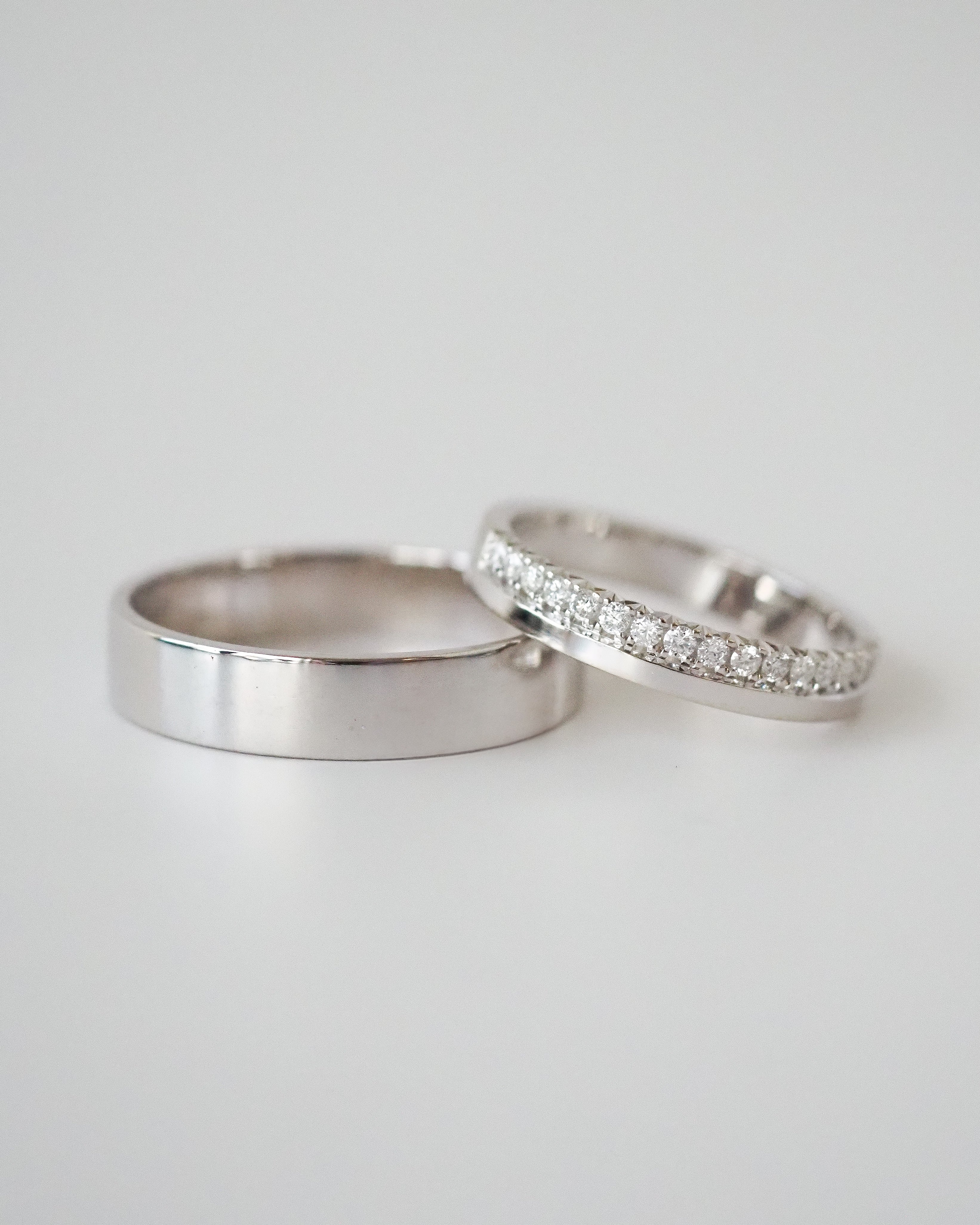 HALF AND HALF RING - WHITE GOLD