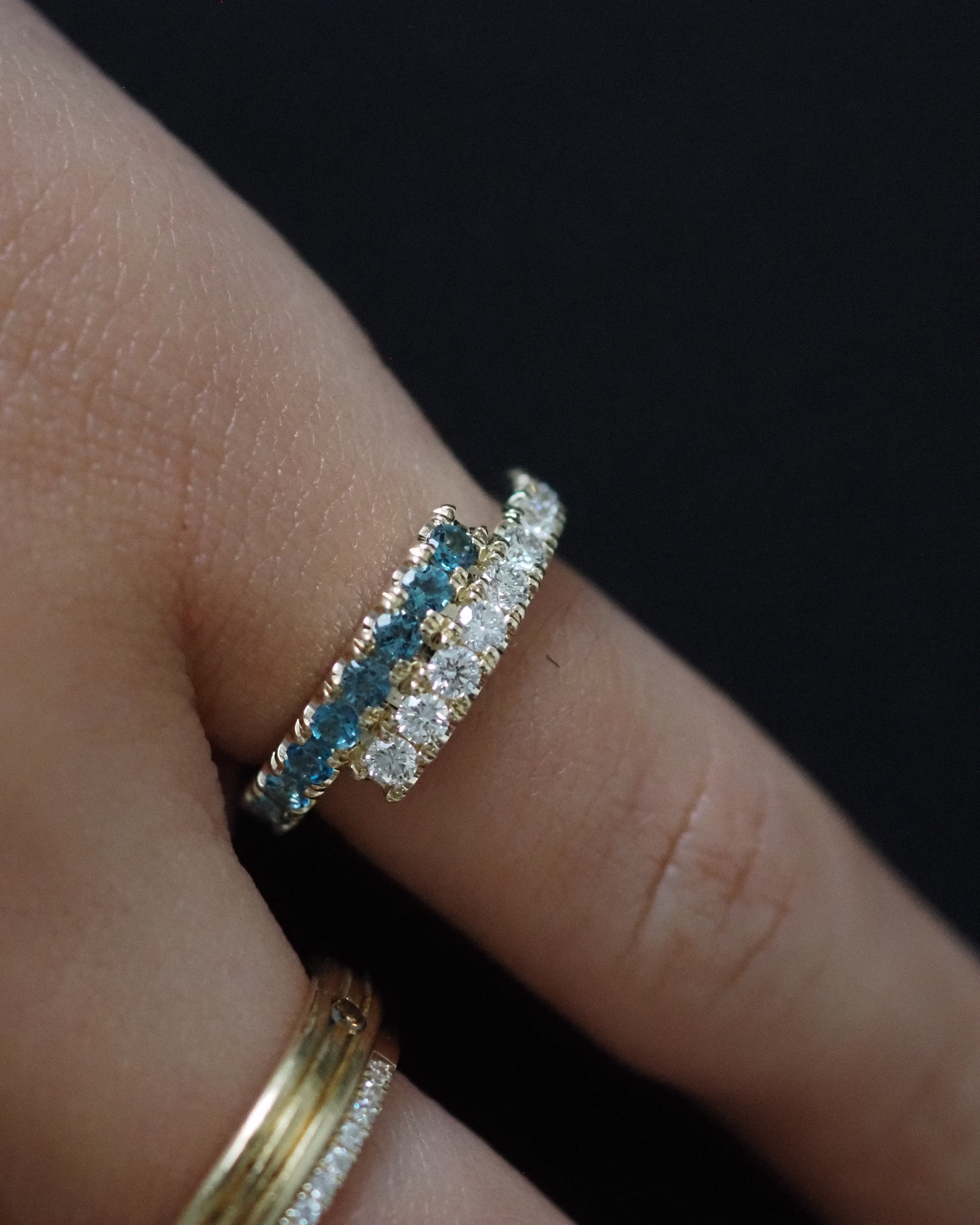 ZAIDA PINKY RING - DIAMONDS AND BLUE TOPAZ