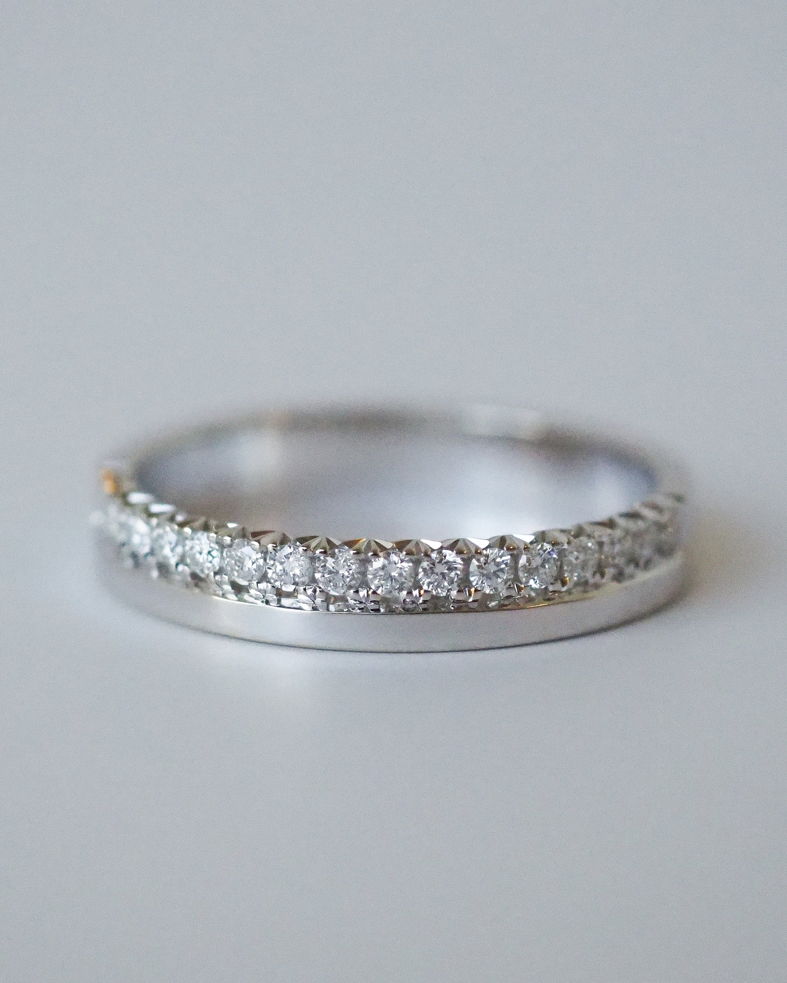 HALF AND HALF RING - WHITE GOLD