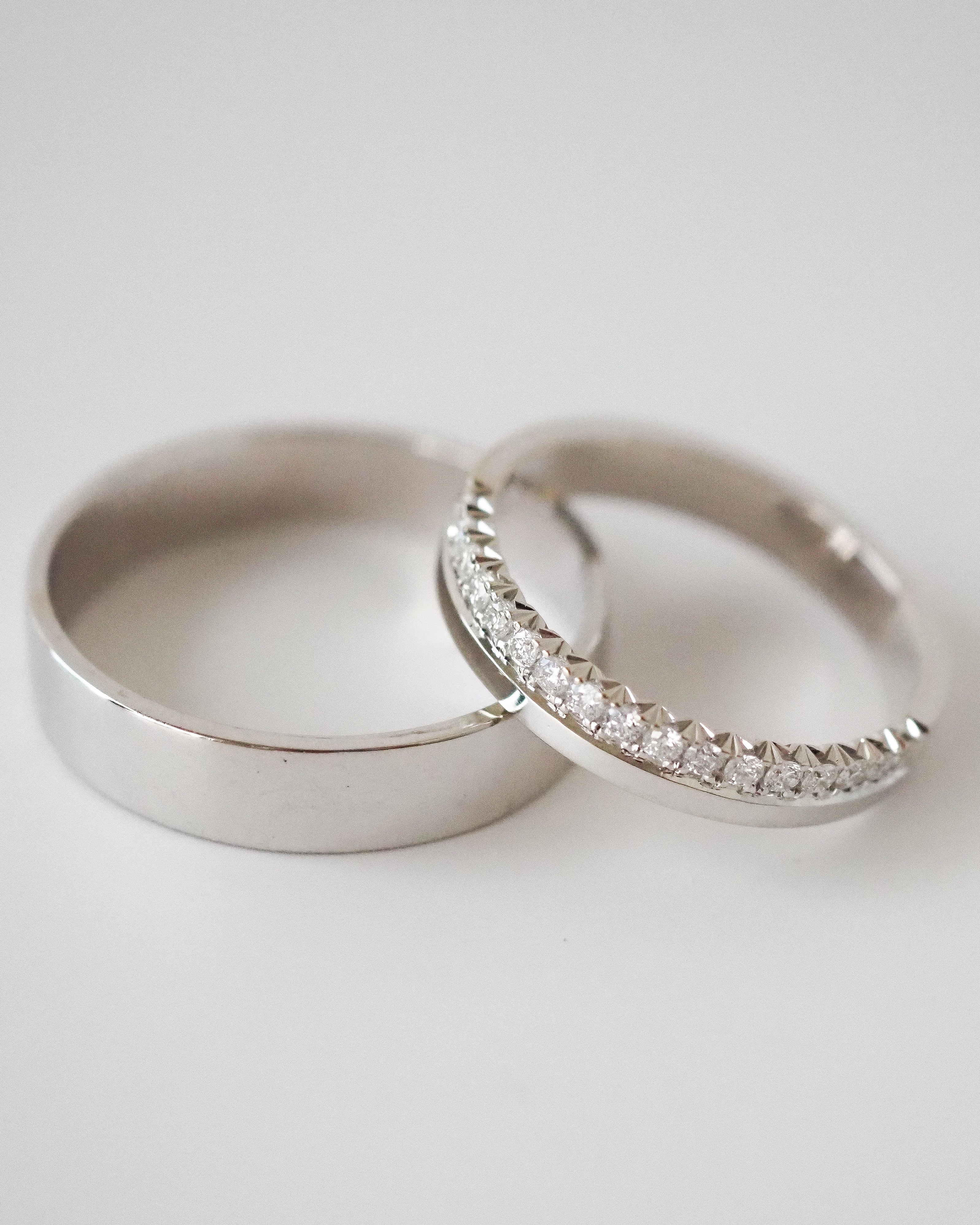 HALF AND HALF RING - WHITE GOLD