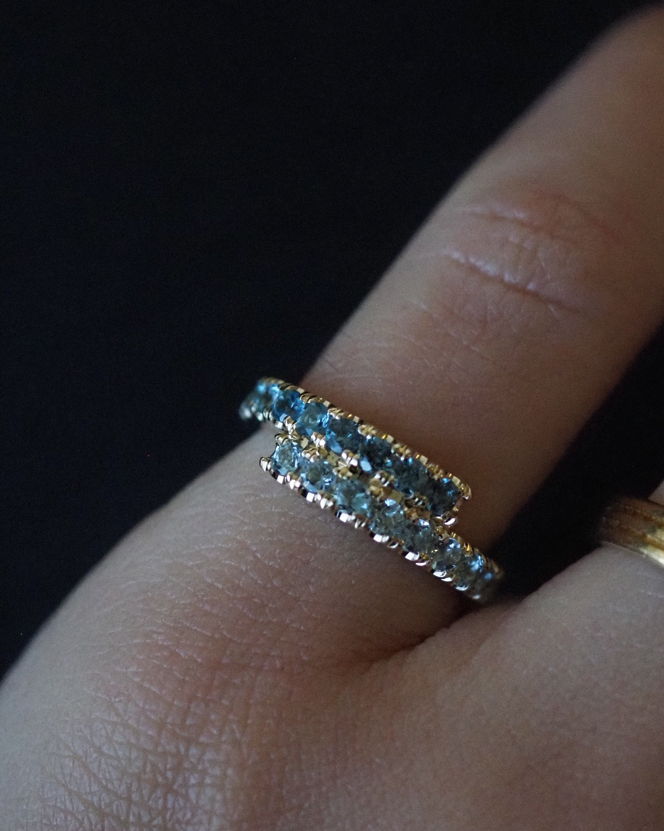ZAIDA PINKY RING - AQUAMARINES AND BLUE TOPAZ