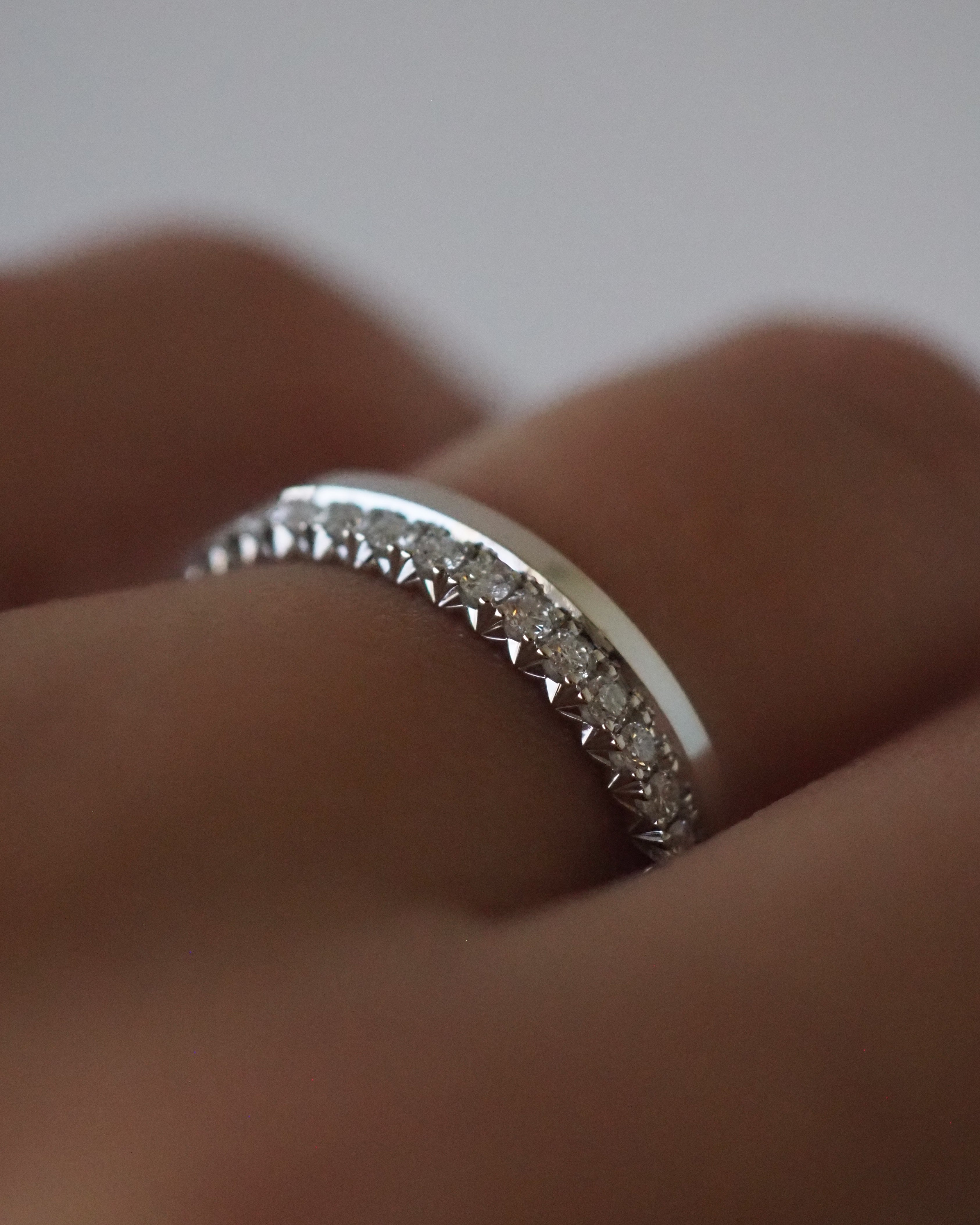 HALF AND HALF RING - WHITE GOLD