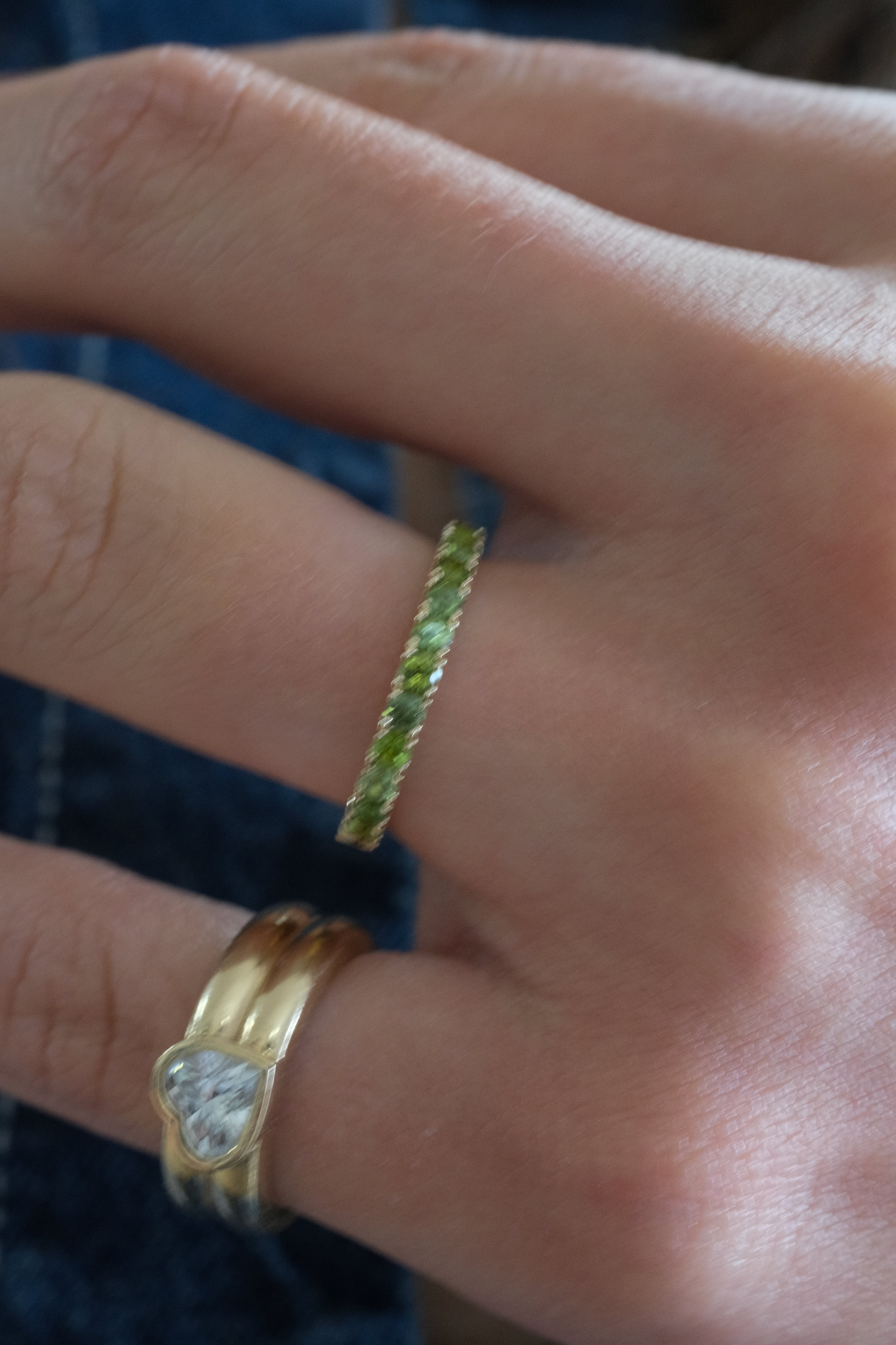 GREEN TOURMALINES RING - LIGHT GREEN