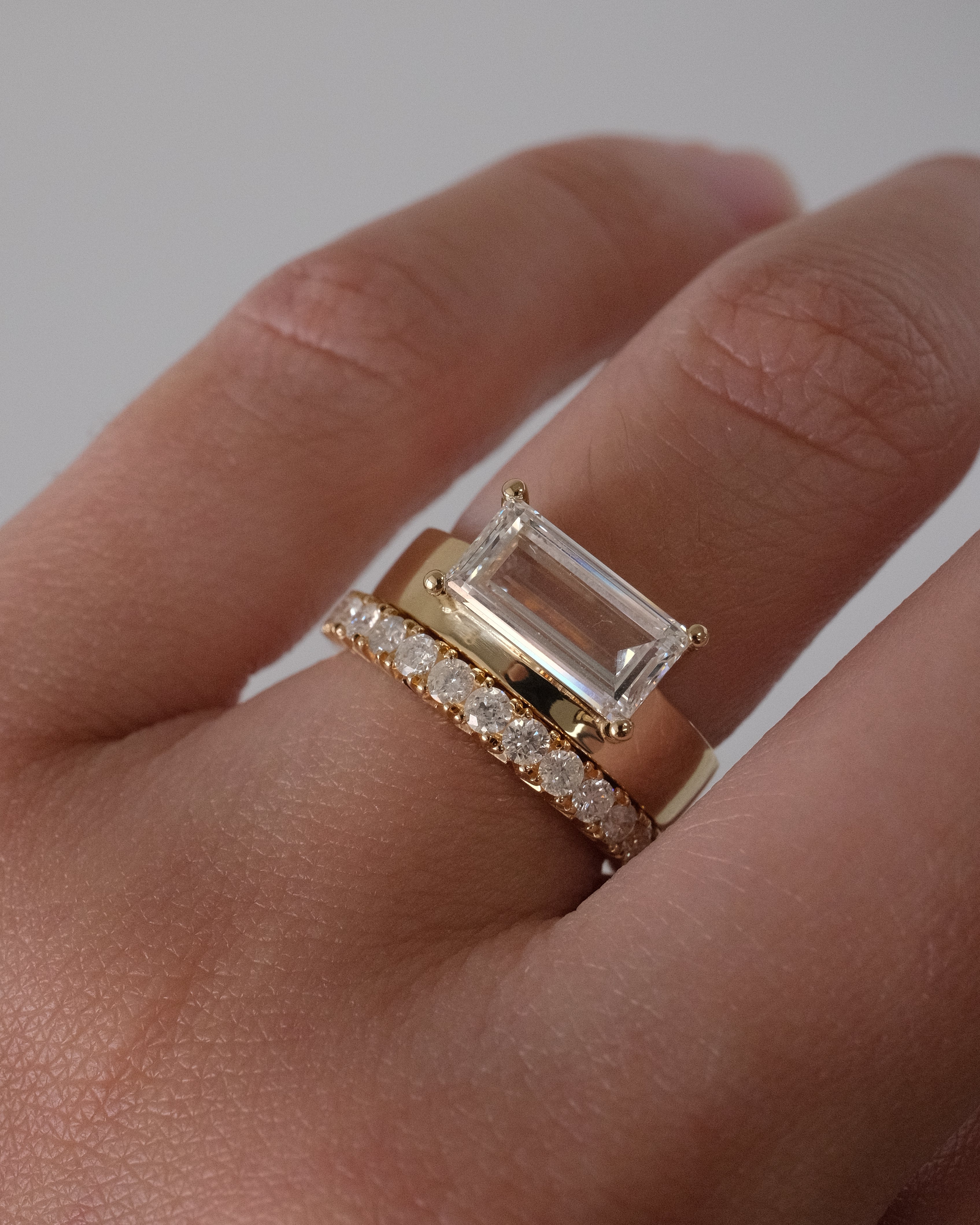 Offset Baguette Diamond Cigar Band Ring