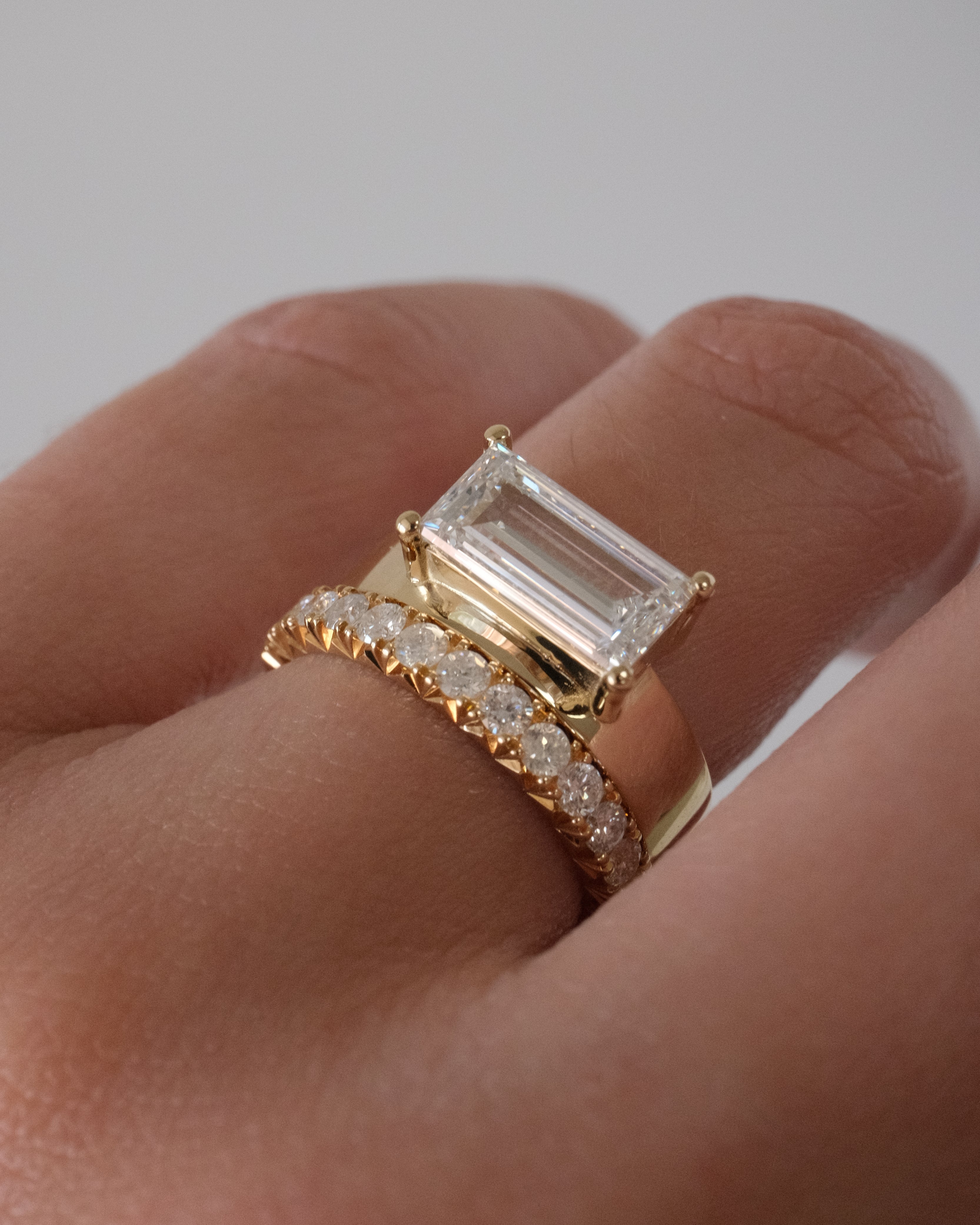 Offset Baguette Diamond Cigar Band Ring