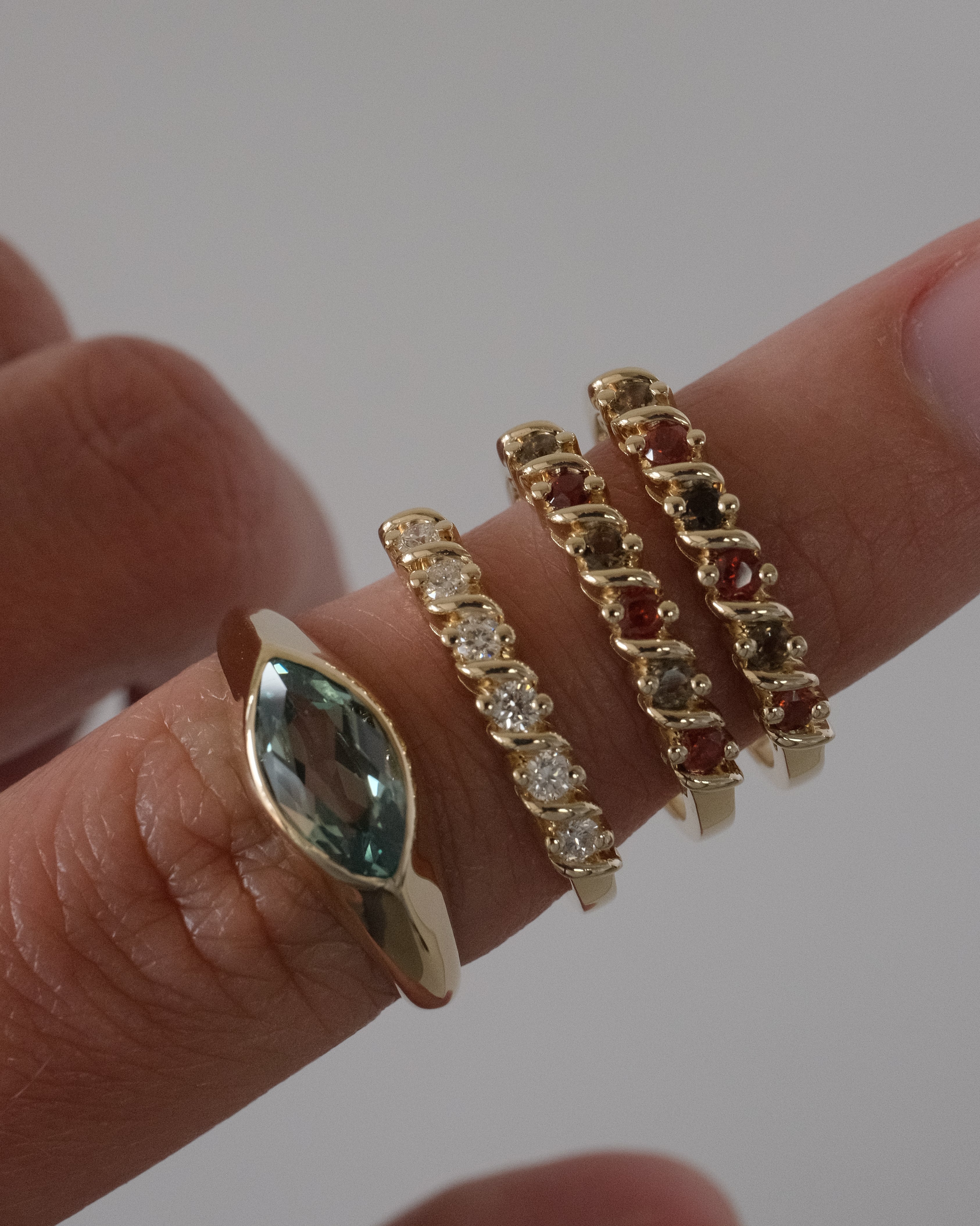 CARMEN RING GARNETS AND SMOKY QUARTZ