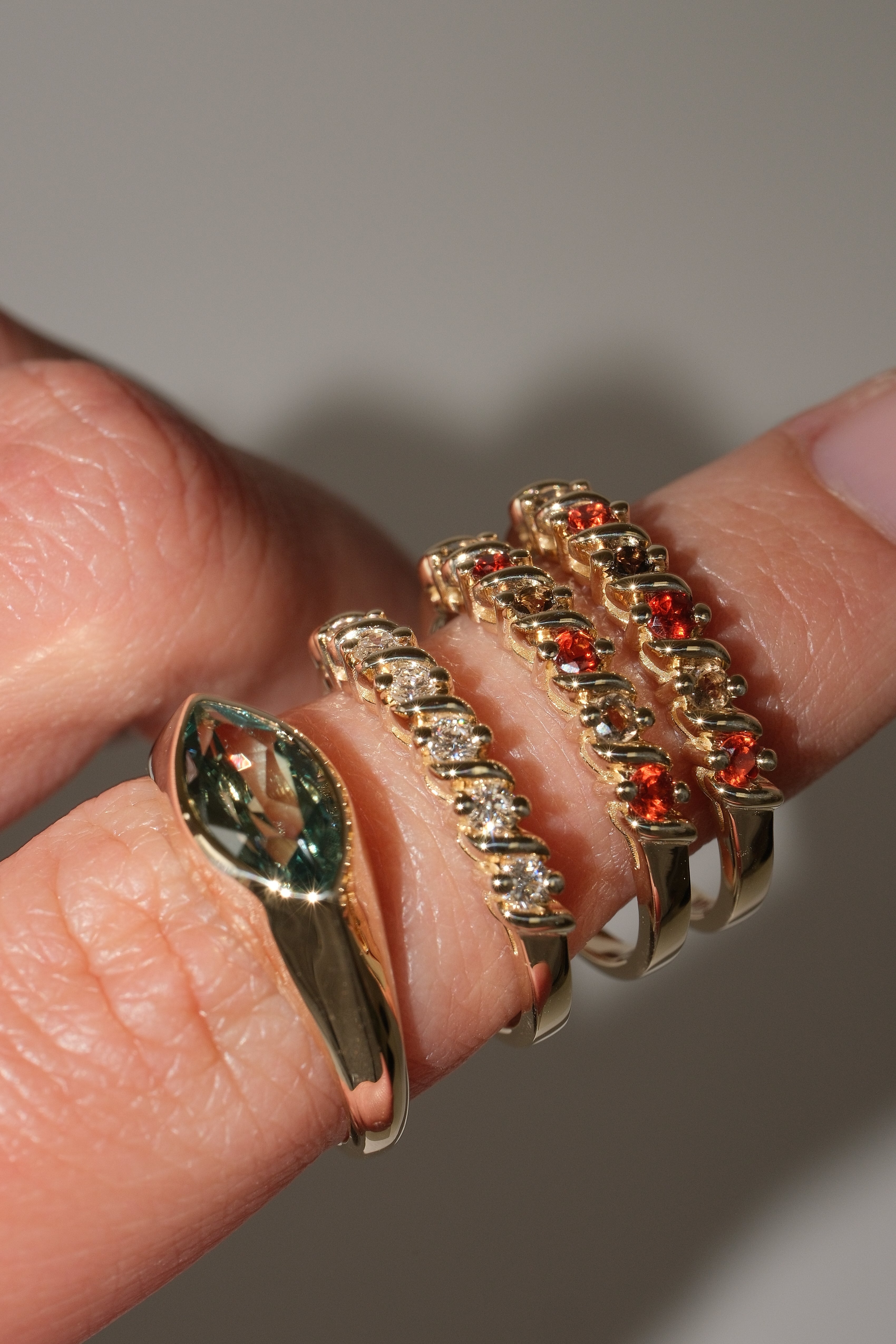 CARMEN RING GARNETS AND SMOKY QUARTZ