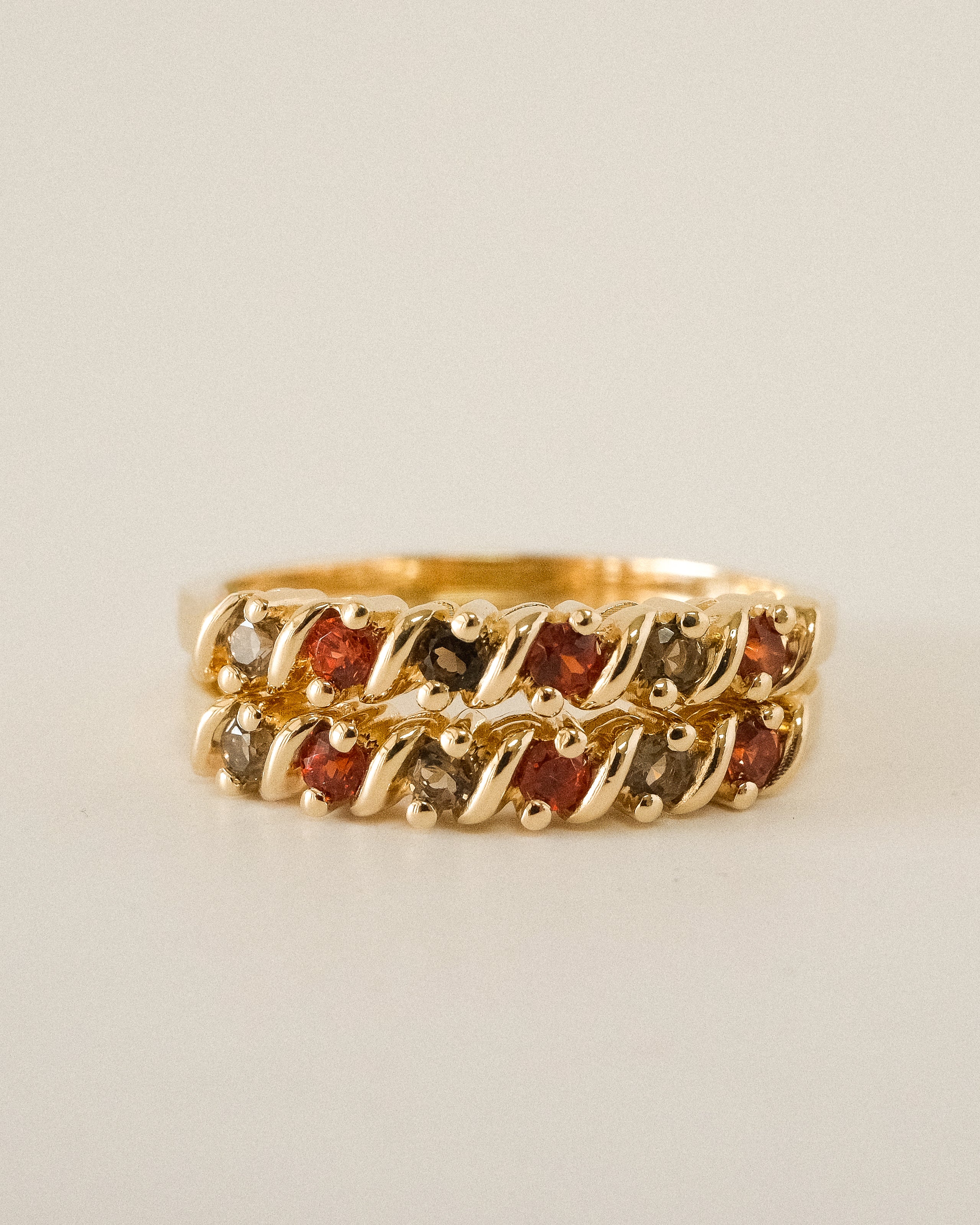 CARMEN RING GARNETS AND SMOKY QUARTZ