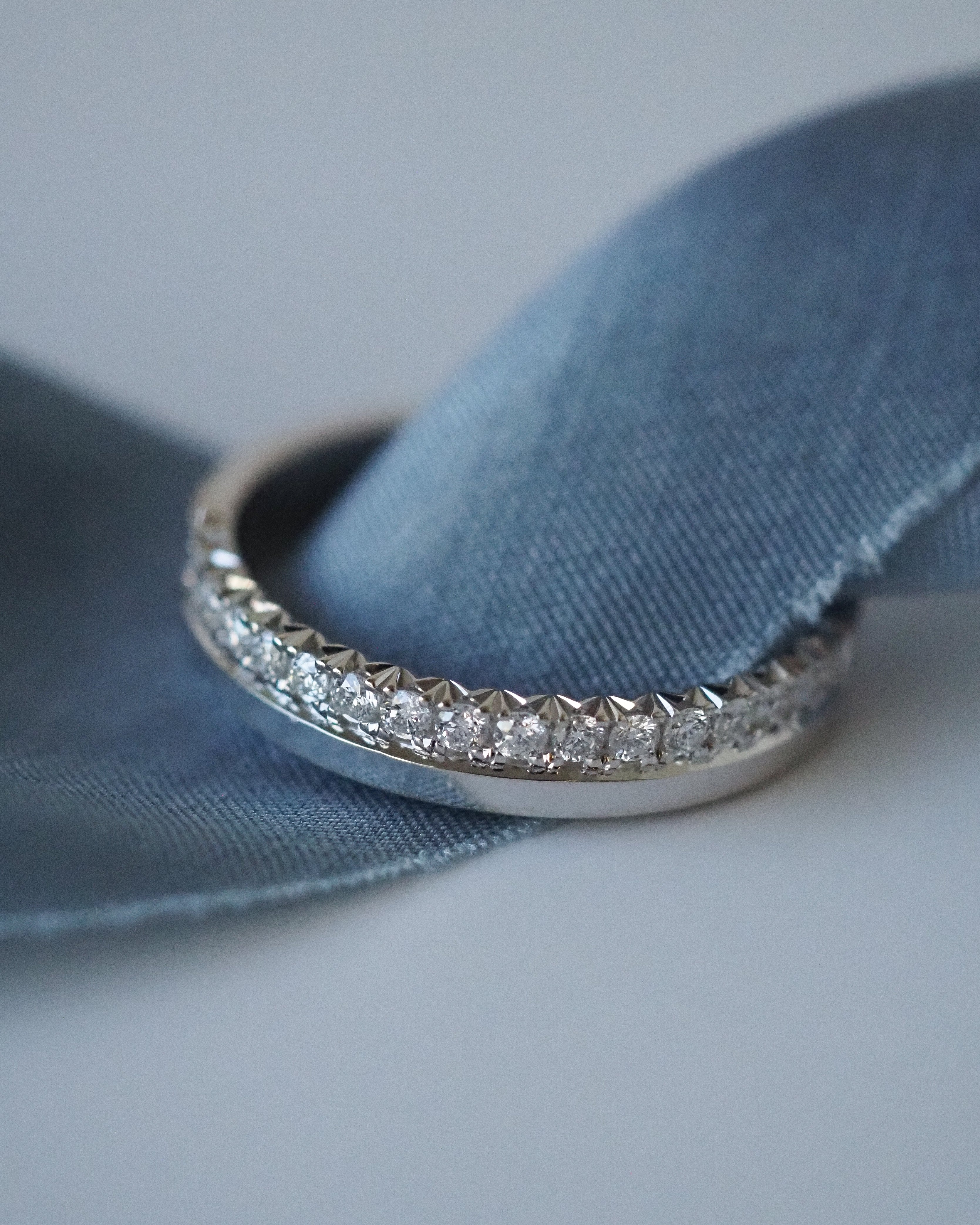 HALF AND HALF RING - WHITE GOLD