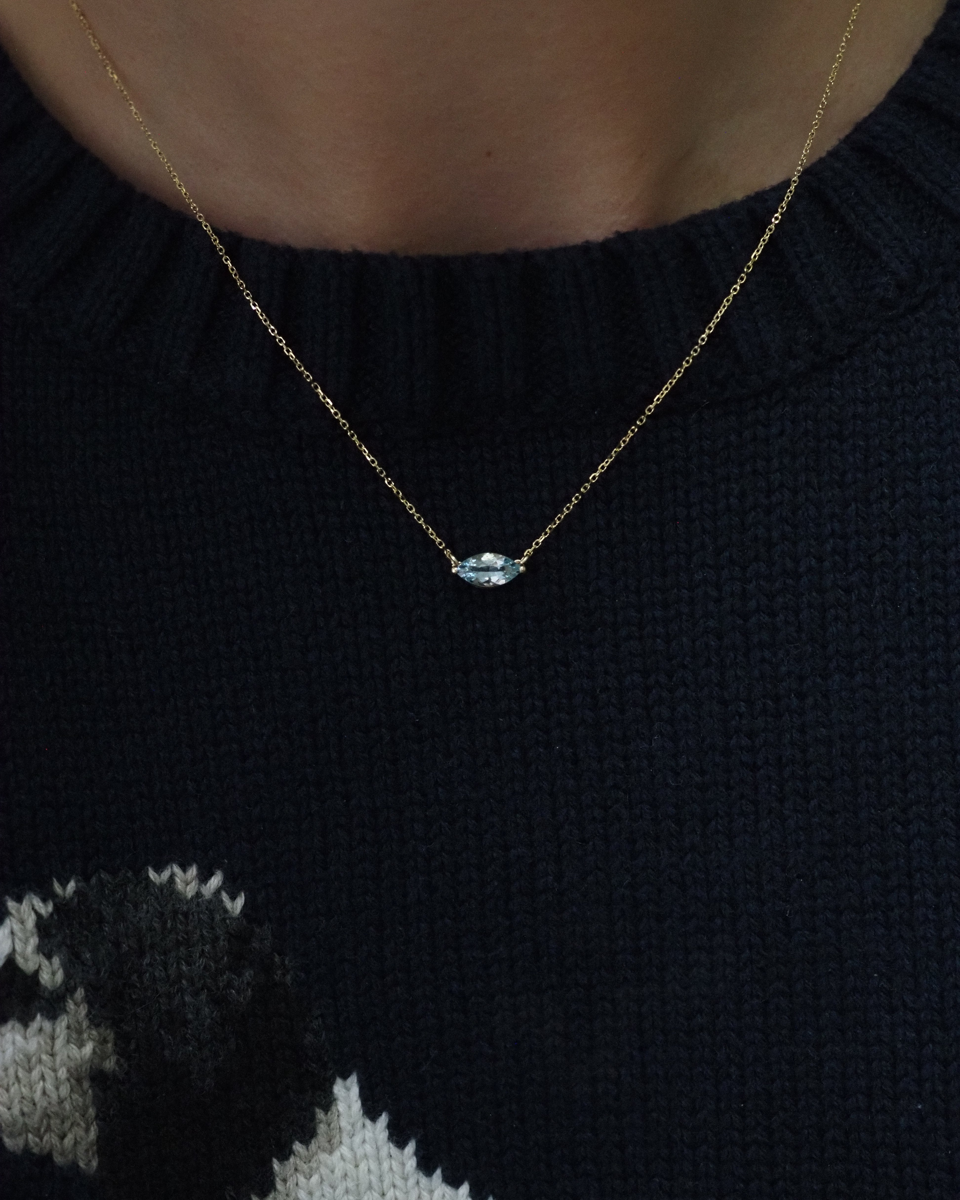 MARQUISE NECKLACE - AQUAMARINE
