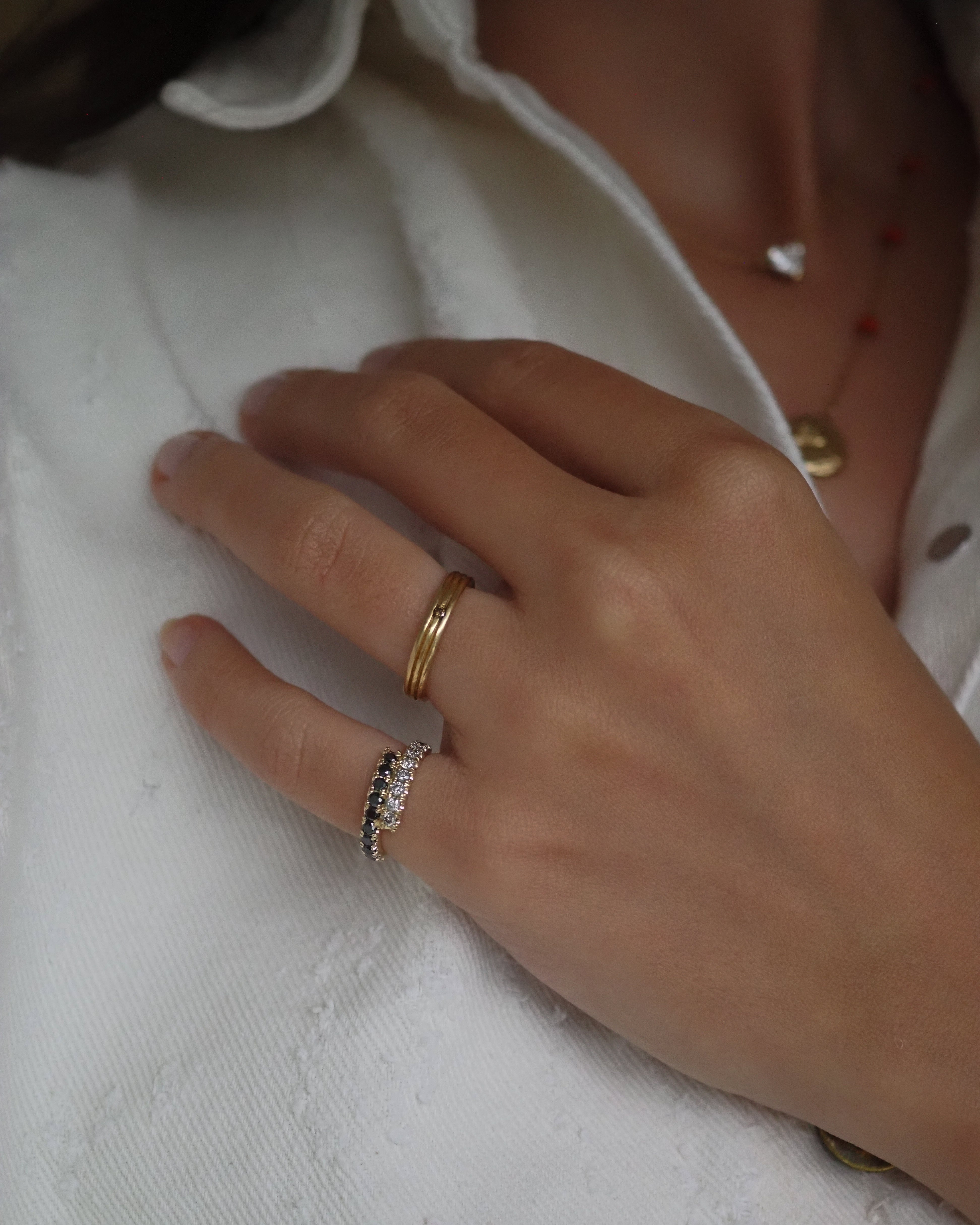 ZAIDA PINKY RING SALT AND PEPPER & BLACK