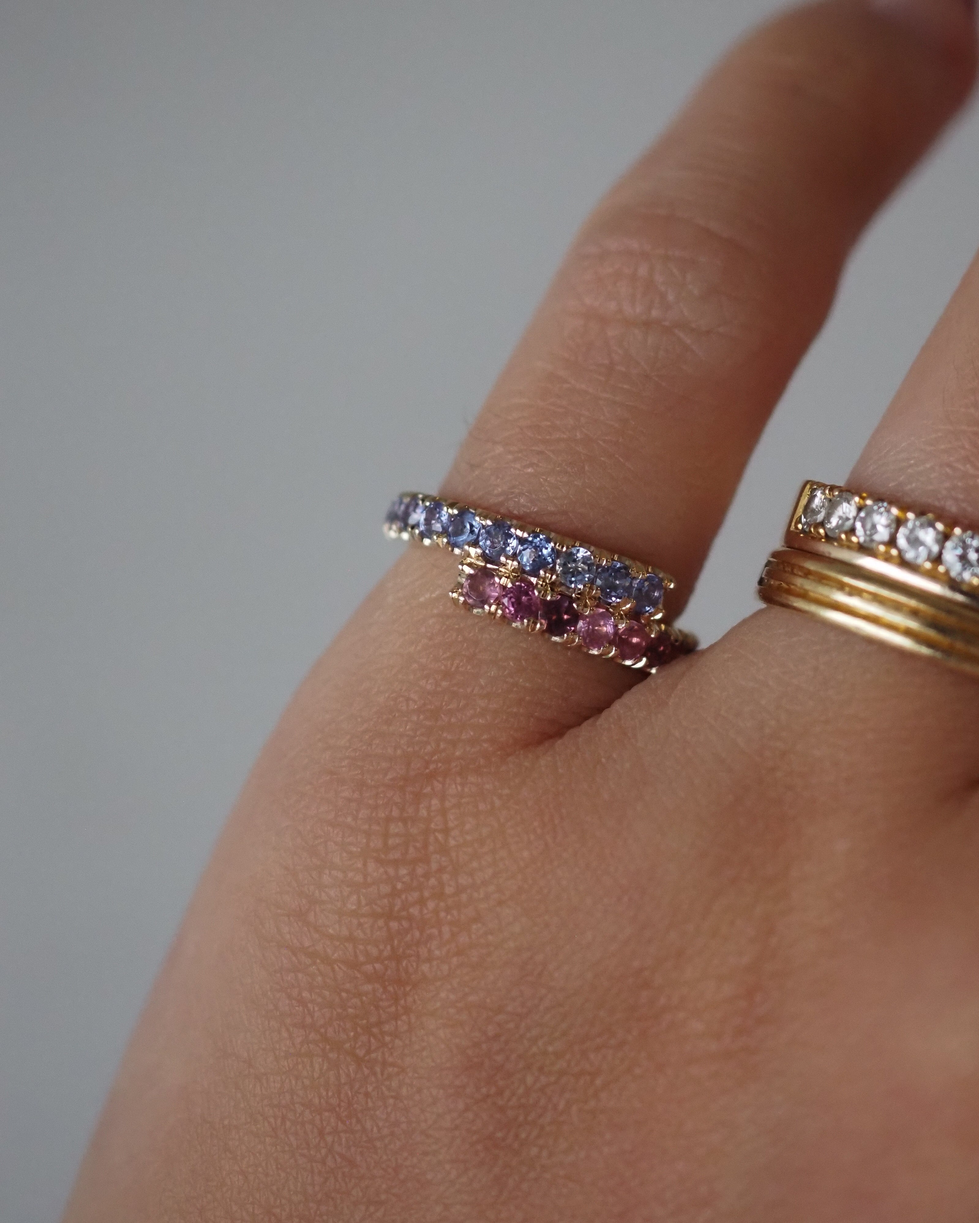 ZAIDA PINKY RING - TANZANITES AND PINK TOURMALINES
