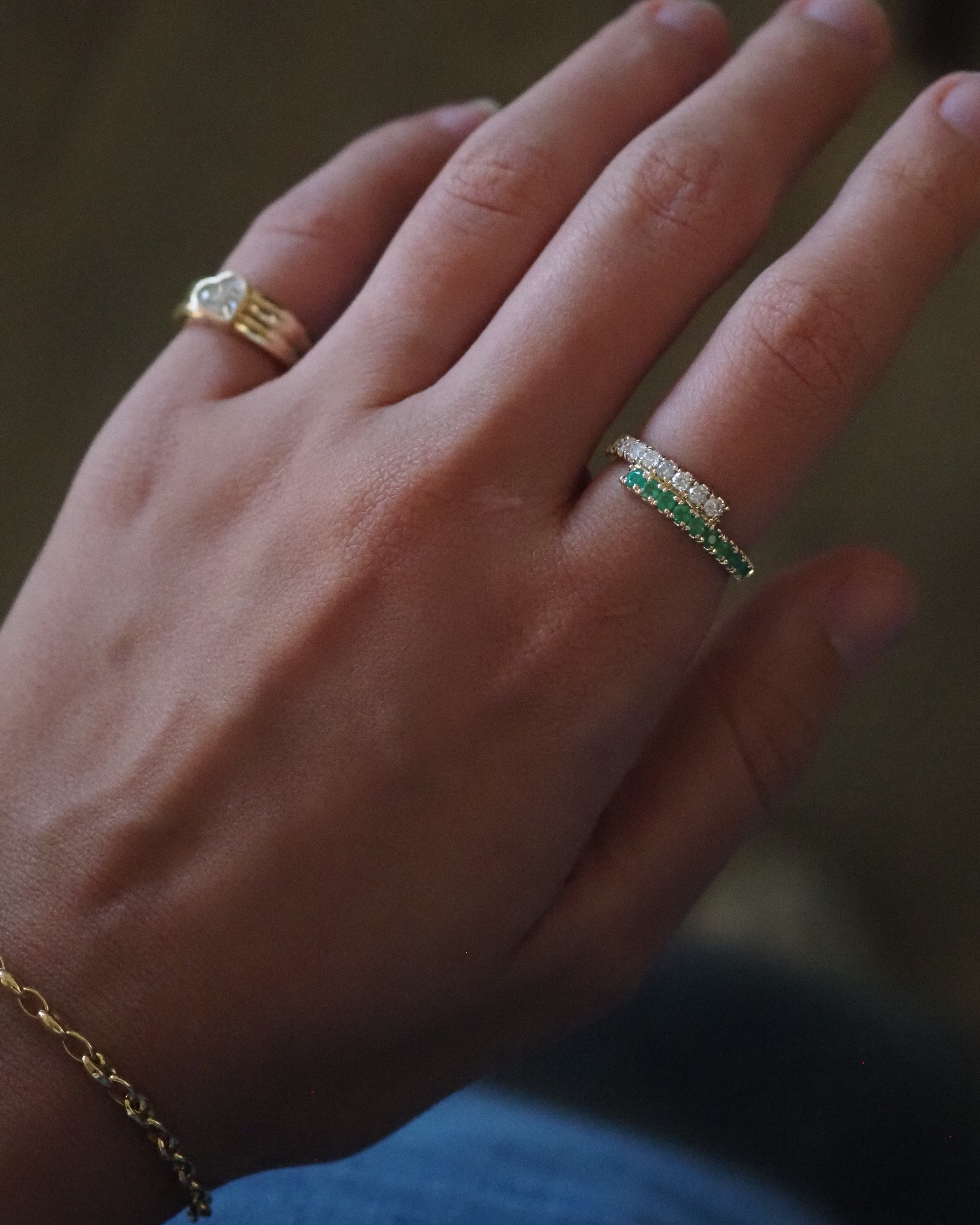 ZAIDA PINKY RING - DIAMONDS AND EMERALDS