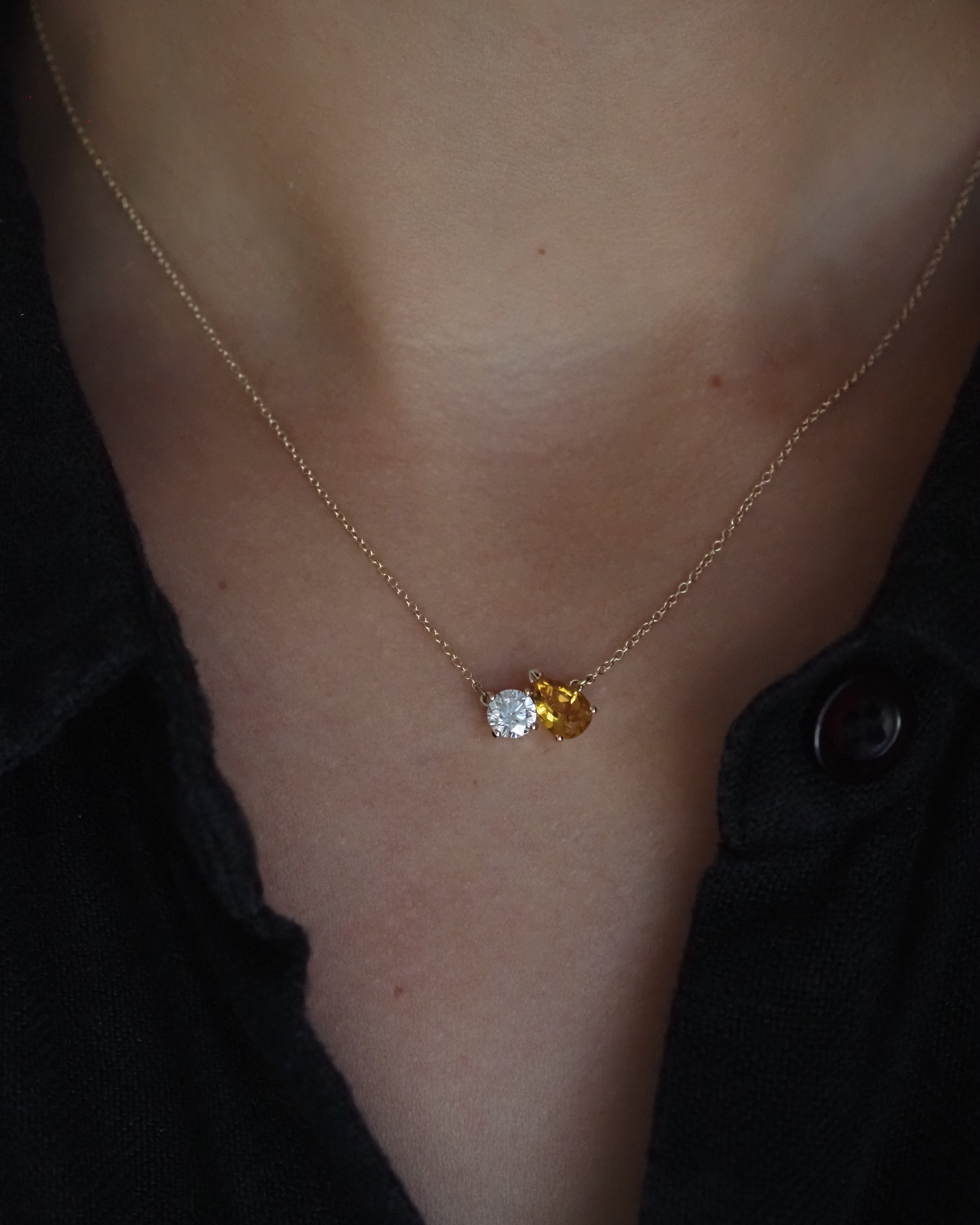 TOI ET MOI DIAMOND AND CITRINE NECKLACE