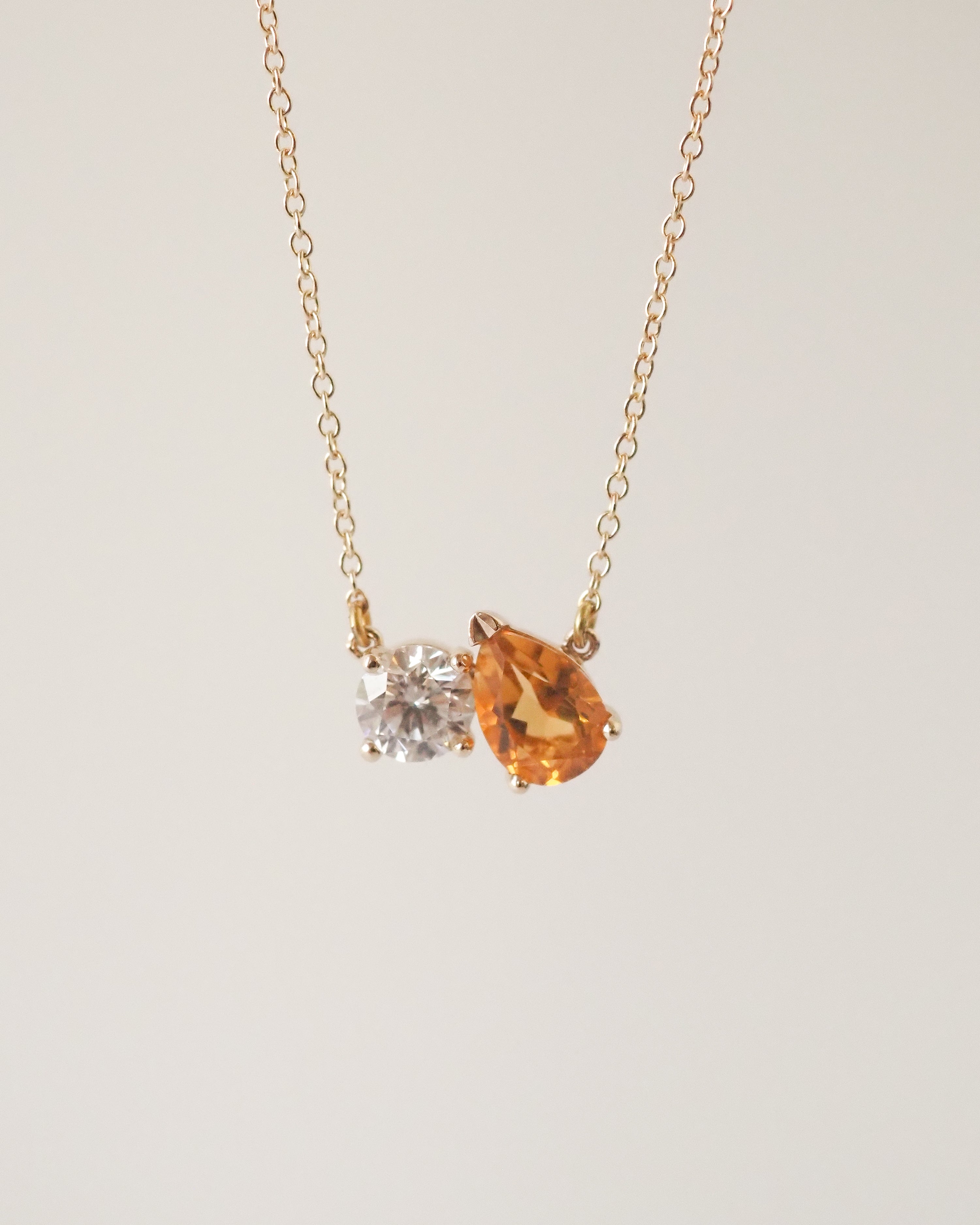 TOI ET MOI DIAMOND AND CITRINE NECKLACE